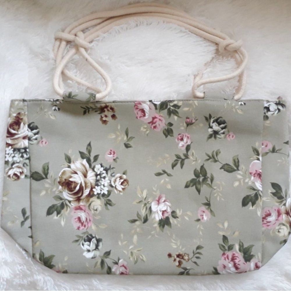 NWT: Farm Is My Style canvas faded sage floral tote